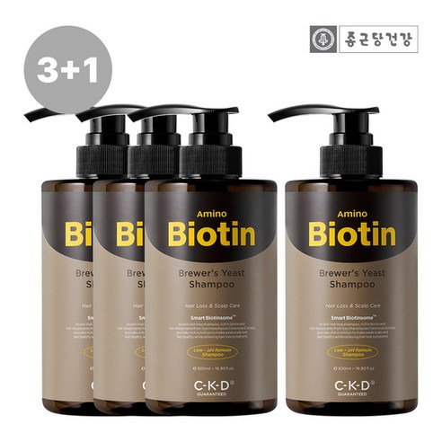 [KT알파쇼핑][3+1] 종근당건강 CKD 아미노비오틴 맥주효모샴푸 500ml 4개