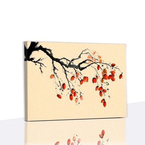 내부 프레임이있는 감나무 그림 실내 거실 풍수 그림 선물, 01