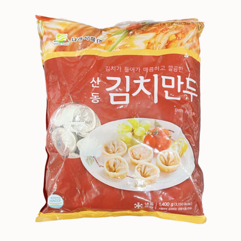 (냉동) 산동나래 김치만두 1.4kg 냉동만두 매운만두, 1개 찐메밀쌀