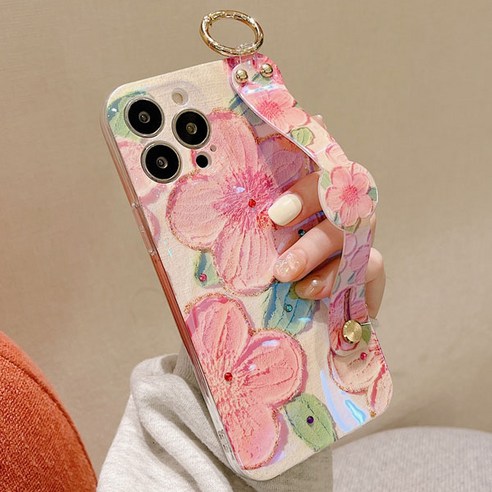 에르모사 갤럭시 S24 S23 S22 울트라 플러스 케이스 GALAXY PHONE CASE HC1122 유화 치피 플라워 핸드 스트랩