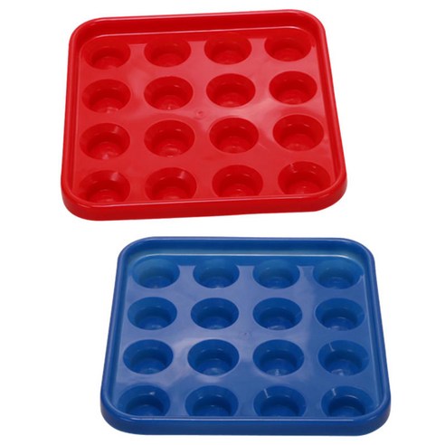 2Pcs 스누커 풀 당구 공 트레이는 16 개의 표준 57mm 공 빨간색 및 파란색을 보유합니다., 레드 블루, 플라스틱