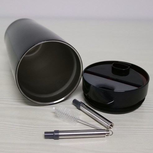 KORELAN 20oz 스테인리스강 컵 야외 진공 자동차 컵 벨트 스트레칭 빨대 선물 컵, 검정색