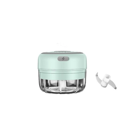 TeeFly USB 충전 전기 MASHER 방수 마늘 그라인더 미끄럼 방지 초퍼 커터 다진 고기에 대 한, 작은 더블 블레이드 그린