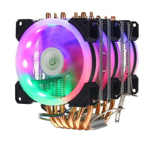 Xzante AMD 1155 1366용 CPU 쿨러 팬 냉각 일반 6 히트 파이프 3개의 온도 제어 4선식, 화이트 & 블랙