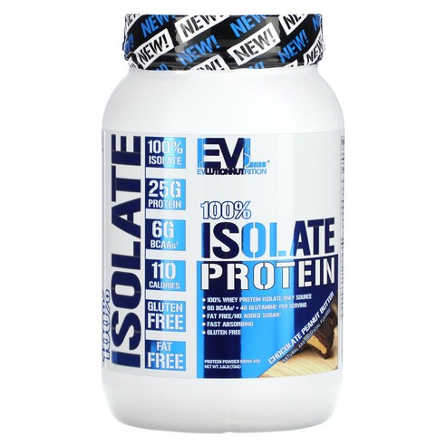 EVLution Nutrition 100% 분리 단백질 초콜릿 땅콩버터 맛 726g(1.6lb), 726g, 1개