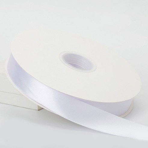 방구석상인 대용량 공단리본 선물 포장 리본 폭25mm 길이91m, 화이트