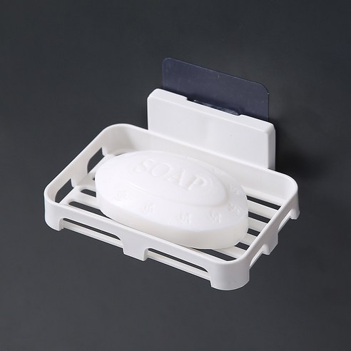 1+1펀치가없는 비누 상자 화장실 배수구 창조적 인 벽걸이 형 비누 랙 욕실 선반 흡입 컵 대형 비누 상자, 하얀색, 12.5*9cm