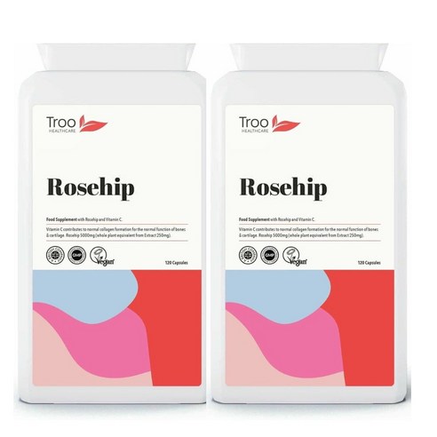 Troo Rosehip Supplement 5000mg 트루 로즈힙 120정x2 with Vitamin C, 2개, 120개