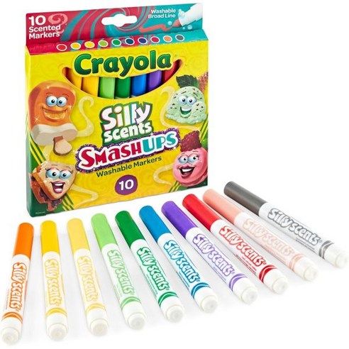 Crayola 크레욜라 실리 향 슬림 워셔블 마커 넓은 포인트 다양한 색상 10개의 팩 민트 레드