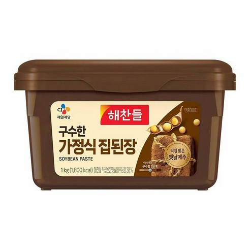 CJ 해찬들 구수한 가정식집된장 1kg 진한 구수함 자연스러운 감칠맛 집 전통 시골 한식 된장, 6개