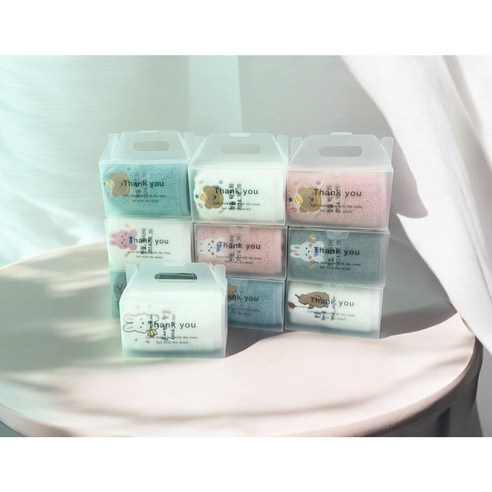 첫돌타월 200g/20장 1매입 아크릴박스 완포장 고중량 호텔타월, 20개, 핑크