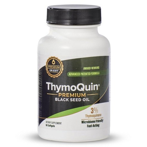 ThymoQuin 콜드 프레스 블랙 시드 오일 캡슐 | USP 등급, 3% 티모퀴논 함유 강력한 풀 스펙트럼 포뮬러 일상 건강 및 활력을 위한 GMO 프리 커민 씨앗 500mg
