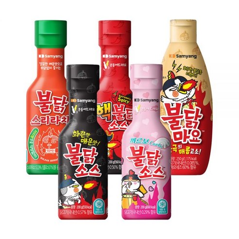 [삼양식품] 불닭소스5종 (불닭스리라차/불닭소스/까르보불닭소스/핵불닭소스/불닭마요), 250g, 1세트