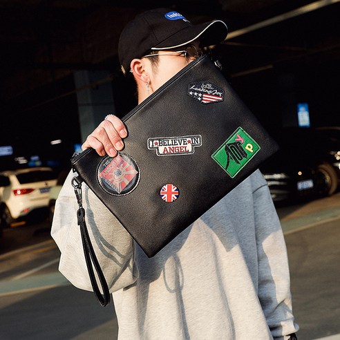 핸드백 밀물 배지 핸드백 남녀 훈장 봉투 가방 숄더백 아이패드 손목가방
