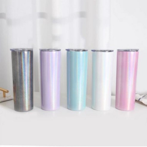 새로운 도착 20oz 승화 레인보우 반짝이 스키니 텀블, 04 D