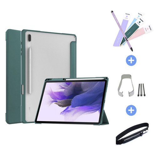 삼성 갤럭시탭 S8 플러스 S7 FE 플러스 12.4 공용 북커버 S펜수납 케이스, S펜촉교체킷+S펜스킨+S펜수납밴드, 03 (펜수납아크릴) 블랙, 1개