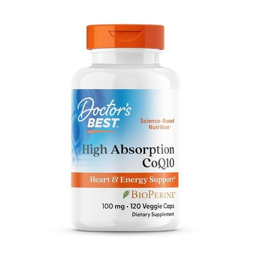 Doctors Best고흡수 CoQ10과 바이오페린 보충제 코엔자임 Q10 소프트젤 CoQ10 100mg 비GMO 120개, 1, 120