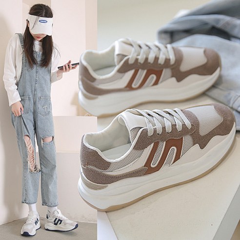 여성용 신발 캐주얼 스포츠 작은 흰색 신발 트렌디한 패션 4계절 착용 가능
