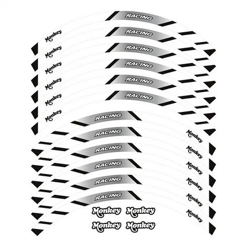혼다 몽키 125 Z125 M ABS 2024 액세서리 스티커 휠 허브 데칼 림 반사 스트라이프 세트, [18] 화이트-C