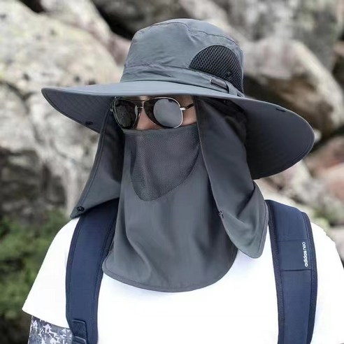 케이올 자외선차단 마스크모자 등산 농사 낚시모자, 다크그레이