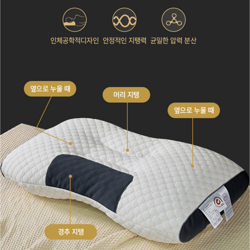 BOKICHI 잠 잘오는 수면 경추 기능성 베개 00227, 1개, 그레이