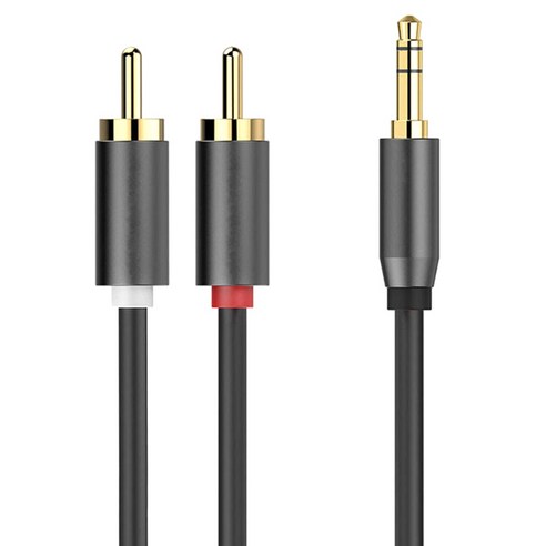 Retemporel 1 미터 3.5mm ~ 2 오디오 케이블 3.5 더블 로터스 컴퓨터 스피커 RCA 서브우퍼, 검은 색, PVC+금속