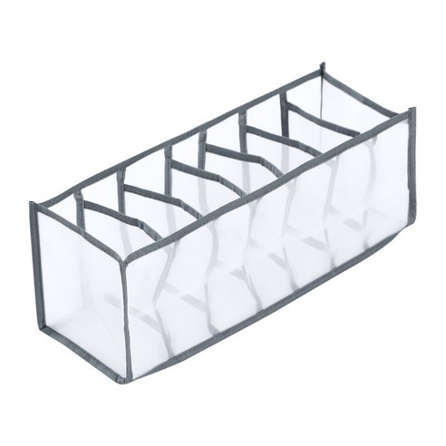 TeeFly 옷장 의류 주최자 다중 레이어가있는 Foldable Visible Grid Storage Box 속옷 양말 스카프 용 휴대용 스토리지 컨테이너, 1개, 회색 7 격자
