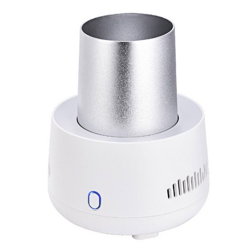 Ursmart 빠른 냉각 컵 전기 냉각기 휴대용 자동차 스낵 음료 미니 냉장고, 12x16x7cm, 하얀, 알류미늄