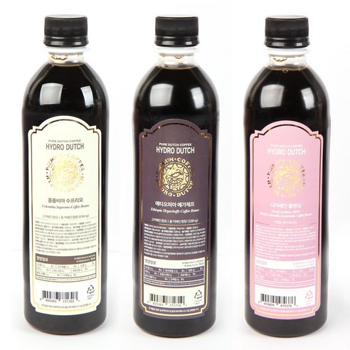 하이드로 더치커피 콜드브루 원액 수프리모+예가체프+디카페인블랜딩 (500ml x 3병) 세트, 1개, 1개입, 500ml