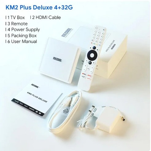 셋톱박스 MECOOL KM2 플러스 디럭스 안드로이드 TV 박스 Netfilx 4K 인증 Doby AtmosDolby 4 32G WiFi6 1000M LAN BT50 vs km6, 3) 영국 플러그  KM2 PLUS DELUXE, 1개 티오더태블릿