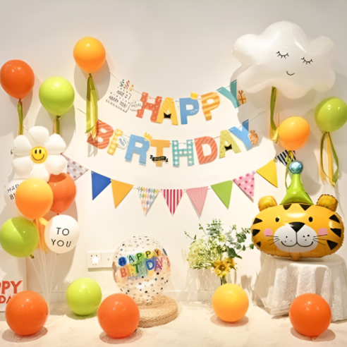 박스텔라 생일파티 풍선세트 가랜드 홈파티 용품 세트, 1세트, F호랑이