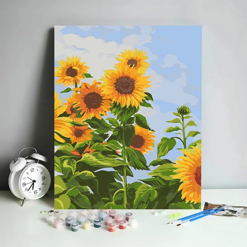 코지하루 DIY 명화그리기 유화 그림 그리기 피포 페인팅 아크릴화 30x40 40x50, 해바라기B 30x40
