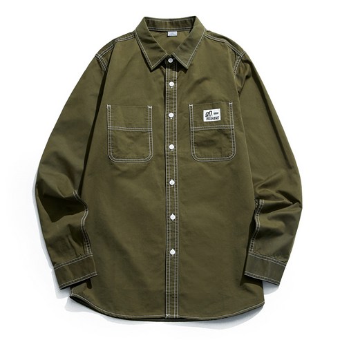 ANKRIC 긴 소매 셔츠 남자의 가을과 겨울 면화 일본 툴링 패션 셔츠 남성용 캐주얼 셔츠 면 긴 소매 8015 남성와이셔츠
