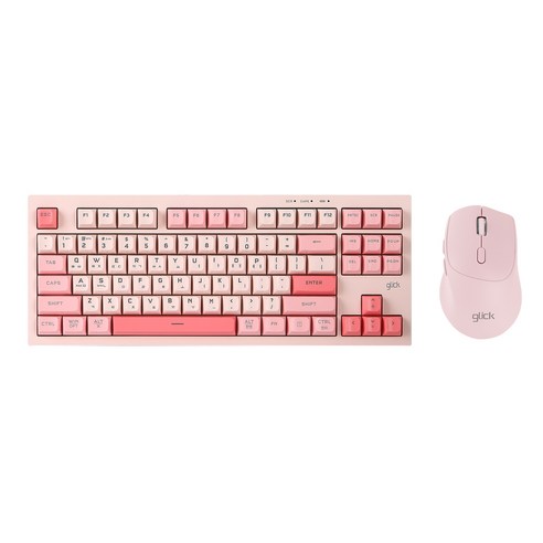 지클릭커 오피스프로 WMK50 사일런스 M 무소음 무선 블루투스 87 키보드 마우스 세트 Coral, 일반형