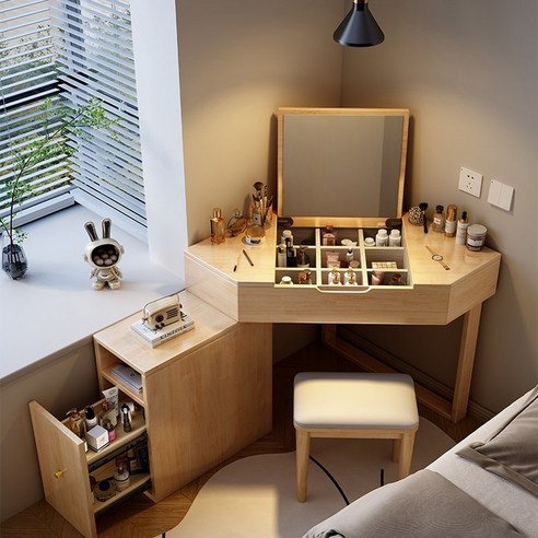 공간 활용의 미학, 나무 코너 화장대로 완성하는 감각적인 침실 코너화장대