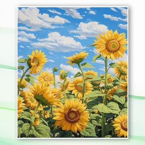 뿌로리 보석십자수 재미있는 취미 40X50 패브릭형 도안 중형, 해바라기, 1개