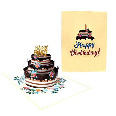 알파벳샵 3D 입체 생일 축하 DIY 팝업 카드, 달콤한 초코케이크