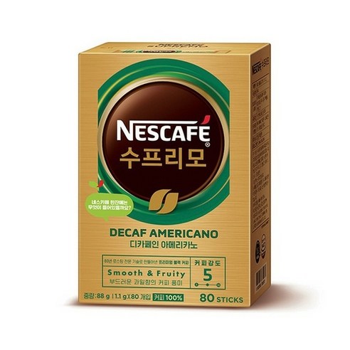네스카페 수프리모 디카페인 아메리카노 1.1gx80T 6개세트 (총 80g) 네스카페디카페인 네스카페 수프리모 디카페인 아메리카노 1.1gx80T 6개세트 (총 80g) 네스카페디카페인