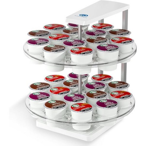 K Cup Holder: 2-Tier Organizer 360° Smooth Spin Joy Ease Coffee Pod Holder Stylish Design for Hom