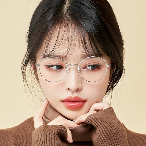 멜라크메 동글이 라운드 자외선 블루라이트 차단 안경 실버 안경테