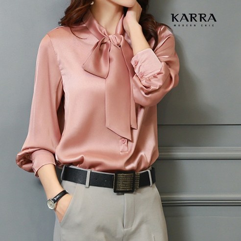 카라 KARRA 새틴글로시리본블라우스 A4S0250