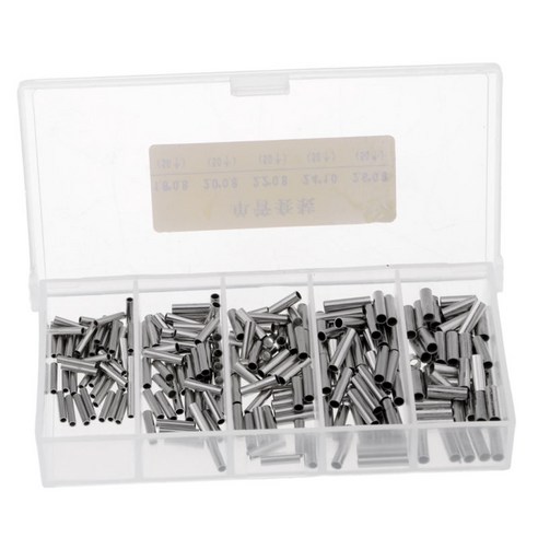 250pcs 크림프 슬리브 낚시 배럴 단일 배럴 리깅 커넥터 상자, 그림으로, 구리