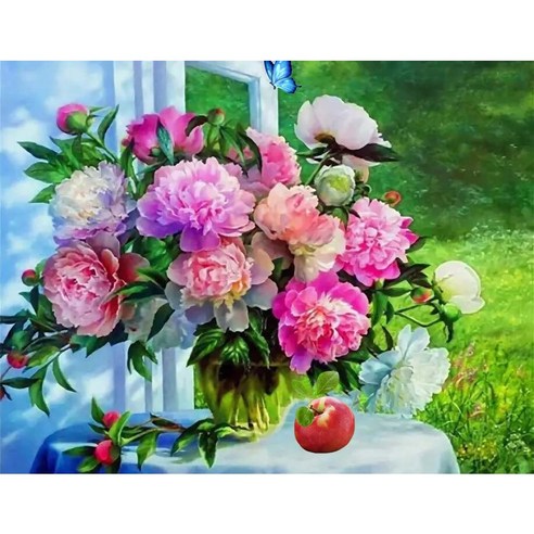 지산 DIY 보석십자수 (캔버스형) 50x40cm, AD48 행운꽃병, 1개
