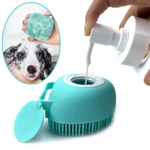 애견 목욕 브러쉬 애묘 강아지 샴푸 샤워 용품 실리콘 1개, [01] 블루 1