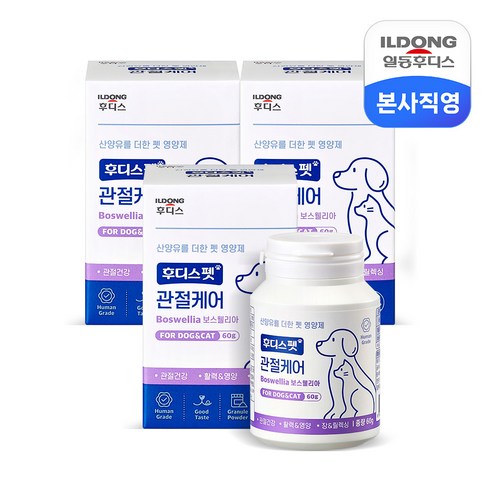 일동후디스 반려동물 후디스펫 장케어 유산균 산양유 60g, 닭고기 + 치즈 + 북어 혼합맛, 3개, 뼈/관절강화