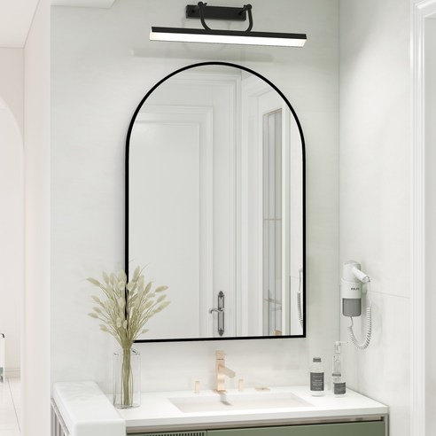 Brendayia 500x750mm 반아치형 벽걸이 거울 욕실 거울 침실 거실, 블랙