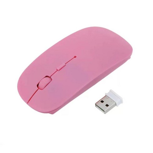 [ZQ] 마우스 무선 1600 인치 당 점 Usb 광 무선 컴퓨터 마우스 2.4G 수신기 초박형 마우스 무선 마우스 Pc 노트북, 핑크, 하나