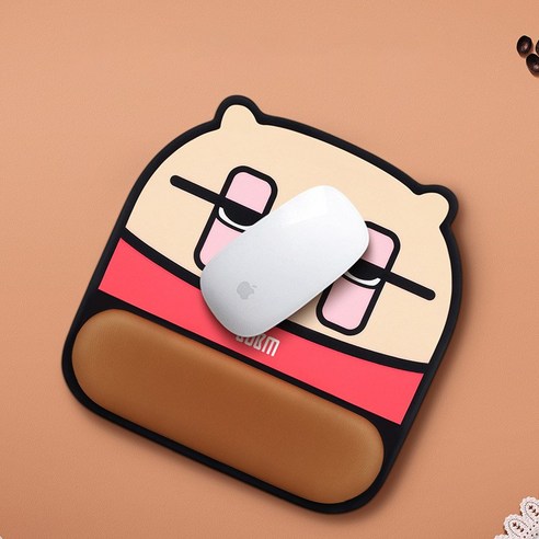 [화오시야] 마우스 패드 손목 보호대 마우스 패드 메모리 면 슬로우 리턴 실리콘 손목 보호대 손받침 마우스 패드, 캐릭터-돼지