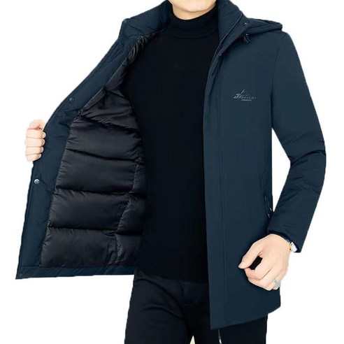 【DF】 새로운 중년 남성 코튼 패딩 코트 두꺼운 겨울 옷 무릎 면화 패딩 코트 아빠 착용 중간 길이면 재킷