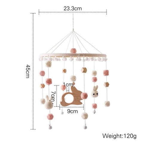 모빌 아기 동물 왕국 이동식 걸이식 딸랑이 장난감 목제 거치대 암 브래킷 0-12 개월 침대 벨 행어, [14] bed bell 06